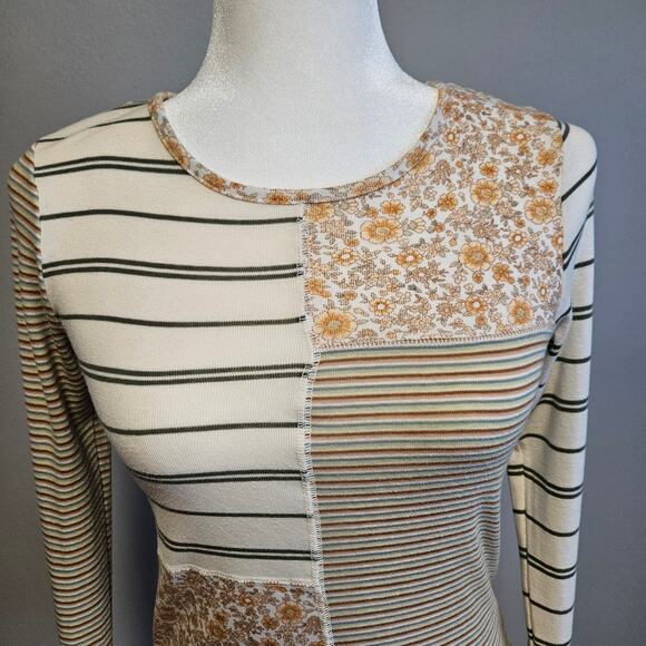 American Eagle Patchwork Floral & Stripe Long Sleeve Top Small - Picture 9 of 11